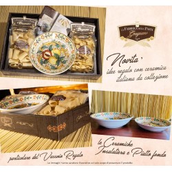 Vassoio Regalo con Piatto Fondo di Ceramica Artigianale + 1 kg. Pasta