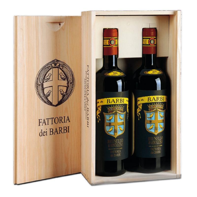 Cassetta Legno Brunello di Montalcino Barbi a 2 Bottiglie da 75 cl.