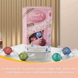 Lindt Lindor Praline di Cioccolato al Latte, Pistacchio, Cocco, Cuore Bianco