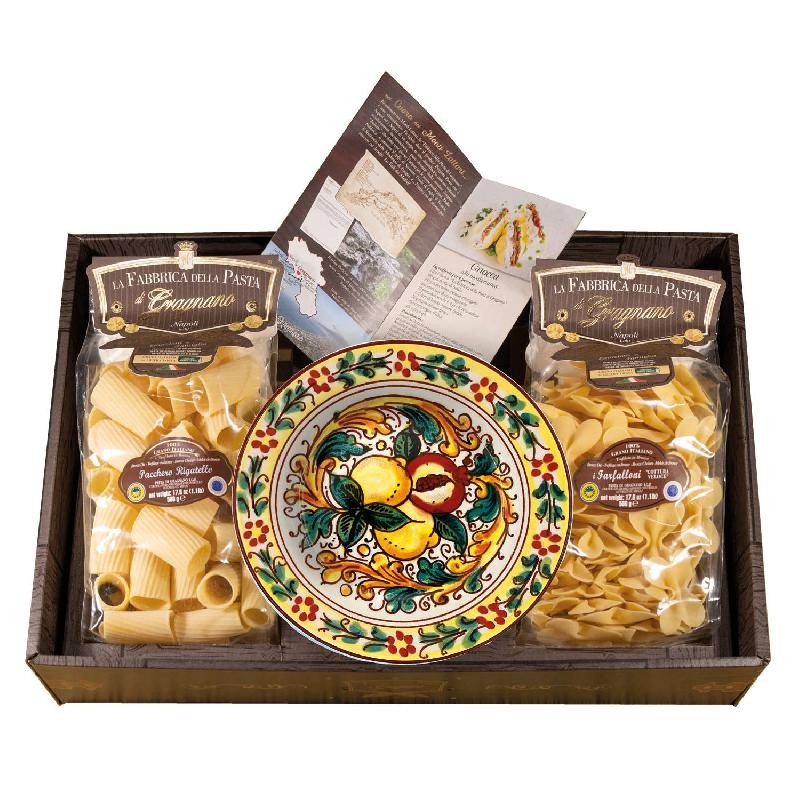 Vassoio Regalo con Insalatiera Grande di Ceramica Artigianale + 1 kg. Pasta