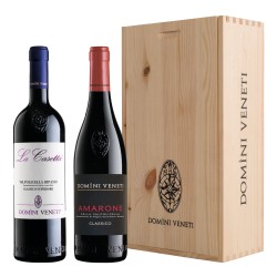 Cassetta di legno a 2 Bottiglie: Amarone e Ripasso Domini Veneti 0,75 Lt.